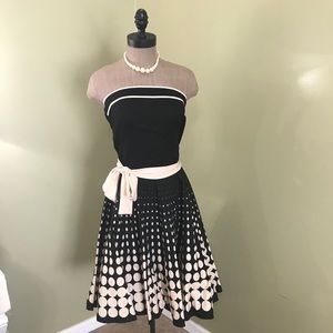 Black Strapless Dress with Beige Design